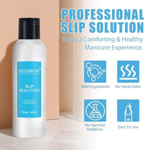 HiLemon Poly Gel Slip Solution Set - 4 Oz Anti-Stick Liquid with Dual-Ended Spatula Brush, Glass Cup & Cotton Pad for Nail Extension Gel - görsel 6
