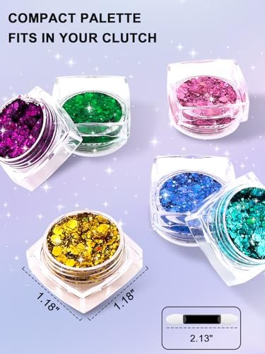 YOOVR 12-Color Body Hair Face Glitter Set - Holographic Glitter Gel for Women & Teen Girls, Rave Festival Party Makeup Kit Avelisse