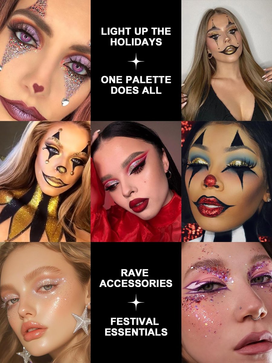YOOVR 12-Color Body Hair Face Glitter Set - Holographic Glitter Gel for Women & Teen Girls, Rave Festival Party Makeup Kit Avelisse