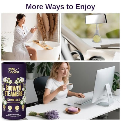 W&E Choice Shower Steamers Aromatherapy 8 Counts - Christmas Gifts for Women, Shower Bombs with Natural Essential Oils for Daily Relaxation & Stress Relief Avelisse