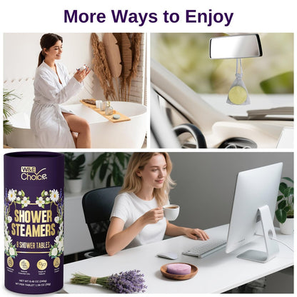 W&E Choice Shower Steamers Aromatherapy 8 Counts - Christmas Gifts for Women, Shower Bombs with Natural Essential Oils for Daily Relaxation & Stress Relief Avelisse