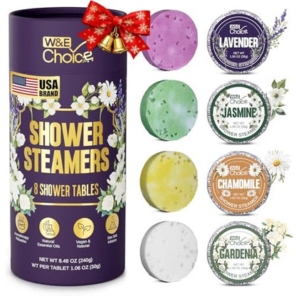 W&E Choice Shower Steamers Aromatherapy 8 Counts - Christmas Gifts for Women, Shower Bombs with Natural Essential Oils for Daily Relaxation & Stress Relief Avelisse