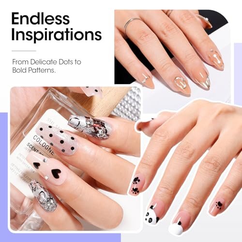 Gellen 5-in-1 Nail Dotting Pen with Ballpoint Pen Design & Nail Rhinestones – Double-End Nail Art Tools for Dotting, Gems, Gradient, Chrome Powder, DIY Manicure Home Salon - görsel 18