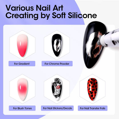 Gellen 5-in-1 Nail Dotting Pen with Ballpoint Pen Design & Nail Rhinestones – Double-End Nail Art Tools for Dotting, Gems, Gradient, Chrome Powder, DIY Manicure Home Salon