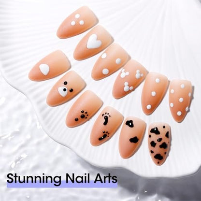 Gellen 5-in-1 Nail Dotting Pen with Ballpoint Pen Design & Nail Rhinestones – Double-End Nail Art Tools for Dotting, Gems, Gradient, Chrome Powder, DIY Manicure Home Salon