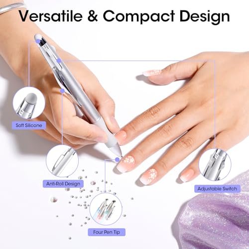 Gellen 5-in-1 Nail Dotting Pen with Ballpoint Pen Design & Nail Rhinestones – Double-End Nail Art Tools for Dotting, Gems, Gradient, Chrome Powder, DIY Manicure Home Salon - görsel 12