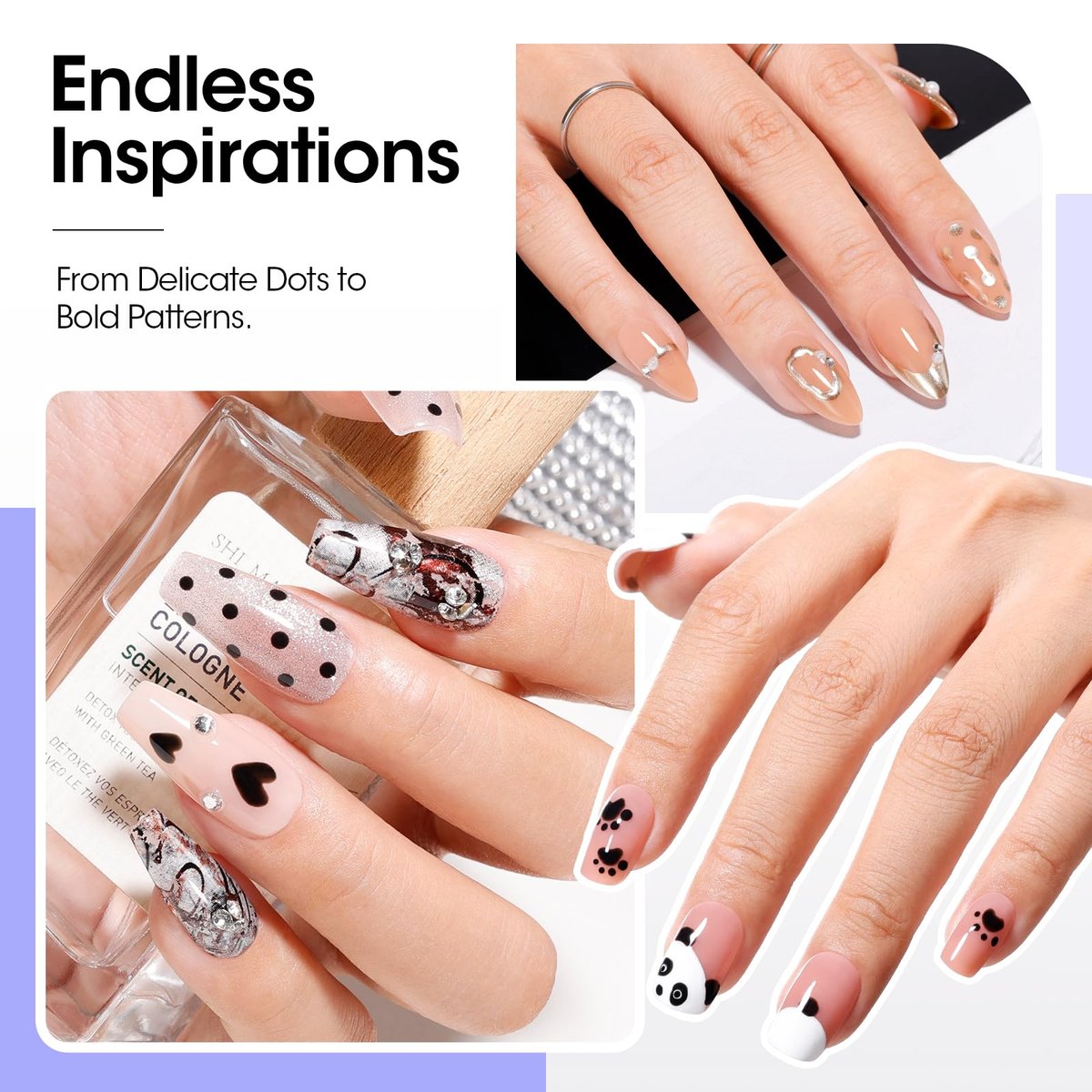 Gellen 5-in-1 Nail Dotting Pen with Ballpoint Pen Design & Nail Rhinestones – Double-End Nail Art Tools for Dotting, Gems, Gradient, Chrome Powder, DIY Manicure Home Salon - görsel 17