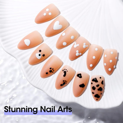 Gellen 5-in-1 Nail Dotting Pen with Ballpoint Pen Design & Nail Rhinestones – Double-End Nail Art Tools for Dotting, Gems, Gradient, Chrome Powder, DIY Manicure Home Salon