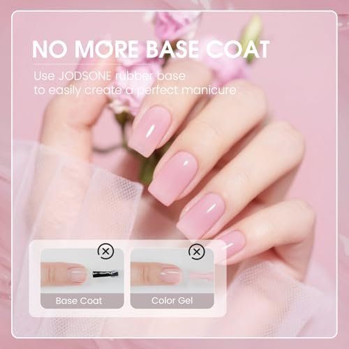 JODSONE Rubber Base Builder Gel for Nails – 6 Colors 10ml Set for Nail Thickening, Strengthening, and Natural Nude/Purple/Pink/Brown Shades - görsel 4