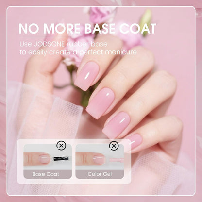 JODSONE Rubber Base Builder Gel for Nails – 6 Colors 10ml Set for Nail Thickening, Strengthening, and Natural Nude/Purple/Pink/Brown Shades