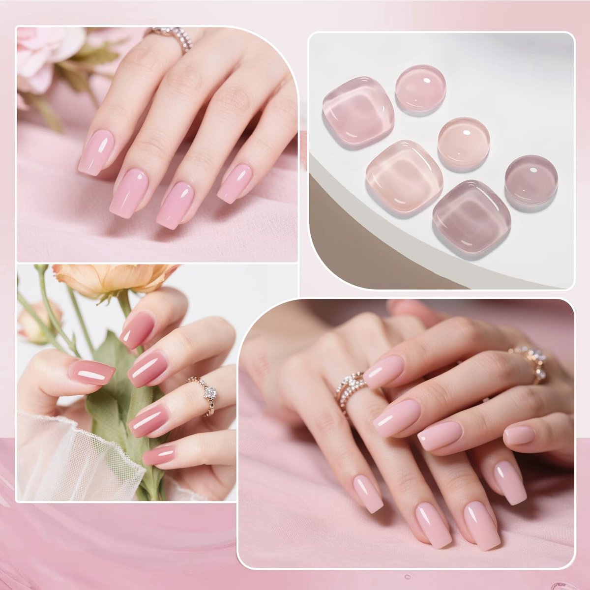 JODSONE Rubber Base Builder Gel for Nails – 6 Colors 10ml Set for Nail Thickening, Strengthening, and Natural Nude/Purple/Pink/Brown Shades - görsel 13