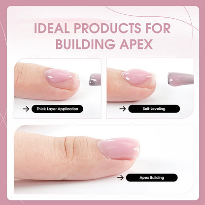 JODSONE Rubber Base Builder Gel for Nails – 6 Colors 10ml Set for Nail Thickening, Strengthening, and Natural Nude/Purple/Pink/Brown Shades