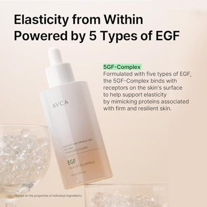 AVCA EGF & PDRN Lifting Serum 100ml – Firming & Elasticity Support with Hydrolyzed Collagen + Panthenol, Anti-Aging K-Beauty Serum Avelisse