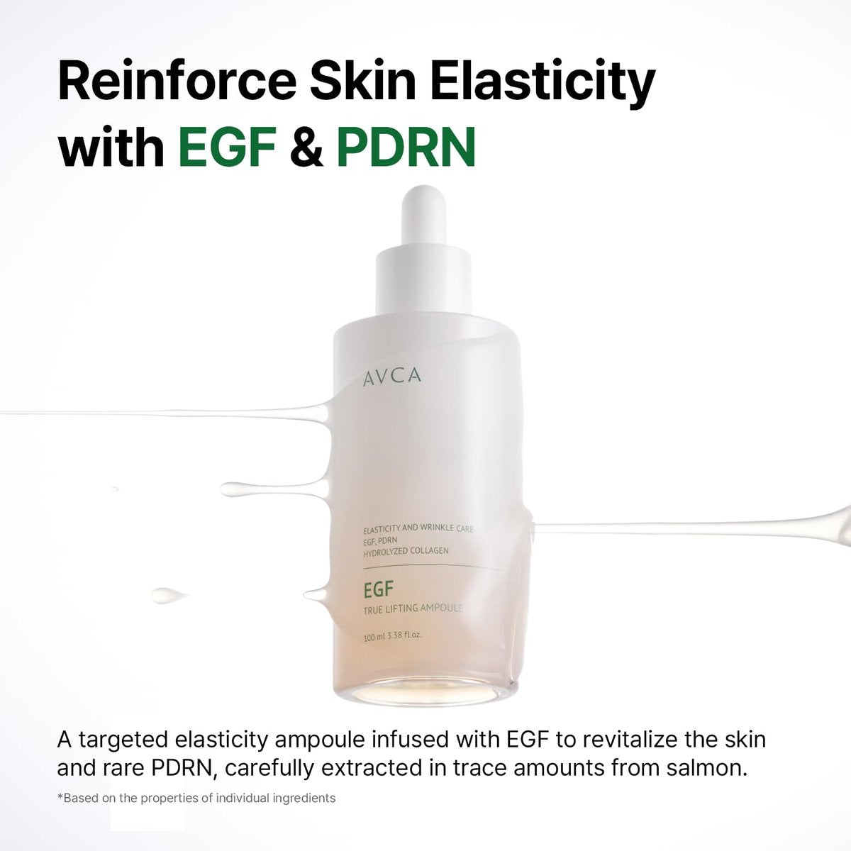 AVCA EGF & PDRN Lifting Serum 100ml – Firming & Elasticity Support with Hydrolyzed Collagen + Panthenol, Anti-Aging K-Beauty Serum Avelisse
