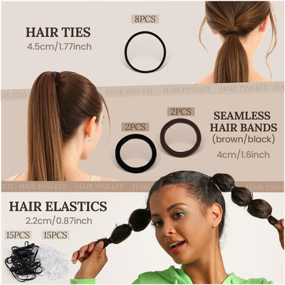 Teenitor 163-Piece Hair Accessories Kit - Bobby Pins, Hair Clips, Hair Ties, Hair Nets for Dances, Ballet, Competition with Organizer