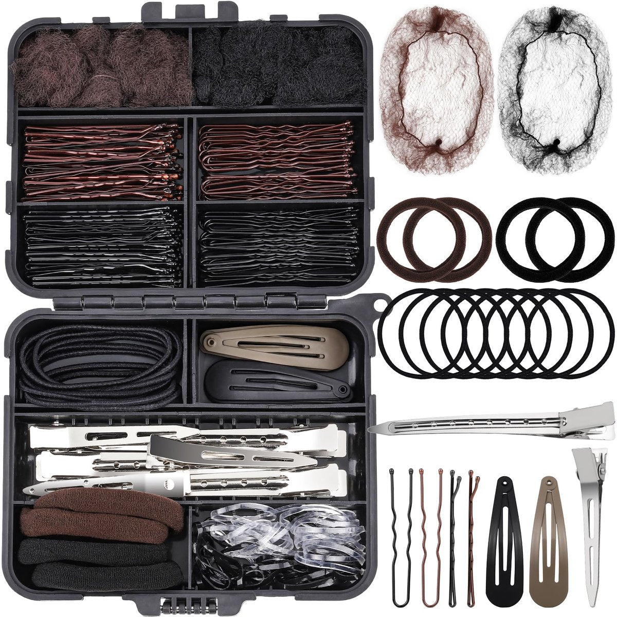 Teenitor 163-Piece Hair Accessories Kit - Bobby Pins, Hair Clips, Hair Ties, Hair Nets for Dances, Ballet, Competition with Organizer - görsel 1
