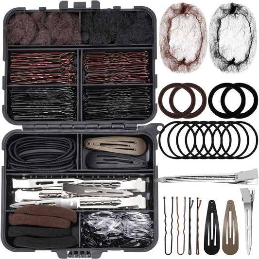 Teenitor 163-Piece Hair Accessories Kit - Bobby Pins, Hair Clips, Hair Ties, Hair Nets for Dances, Ballet, Competition with Organizer