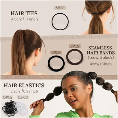 Teenitor 163-Piece Hair Accessories Kit - Bobby Pins, Hair Clips, Hair Ties, Hair Nets for Dances, Ballet, Competition with Organizer
