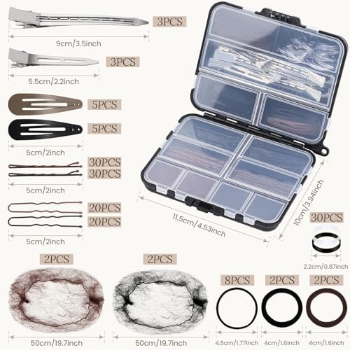 Teenitor 163-Piece Hair Accessories Kit - Bobby Pins, Hair Clips, Hair Ties, Hair Nets for Dances, Ballet, Competition with Organizer - görsel 4