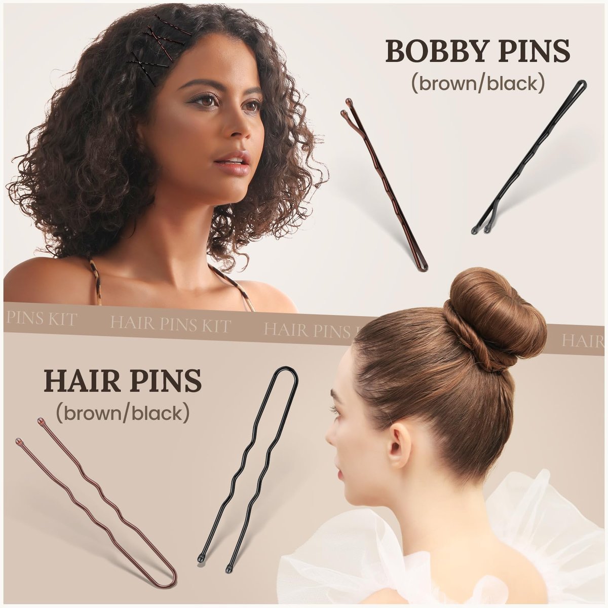 Teenitor 163-Piece Hair Accessories Kit - Bobby Pins, Hair Clips, Hair Ties, Hair Nets for Dances, Ballet, Competition with Organizer - görsel 7