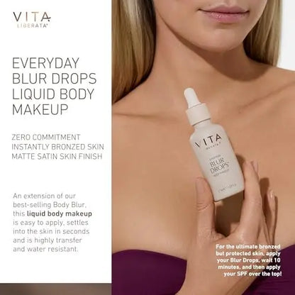 VITA LIBERATA Everyday Body Blur Drops Medium 1.59 Fl Oz – Wash Off Tanning Body Makeup with Water-Resistant Matte Satin Finish Avelisse