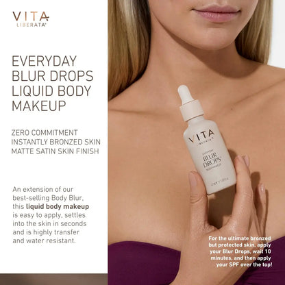 VITA LIBERATA Everyday Body Blur Drops Medium 1.59 Fl Oz – Wash Off Tanning Body Makeup with Water-Resistant Matte Satin Finish Avelisse