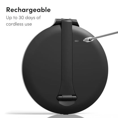 Fancii Abigail Rechargeable Travel Makeup Mirror with LED Light, 8" Foldable Stand, 3 Color Lighting, Dimmable & Lightweight Portable Vanity Mirror (Black) Avelisse