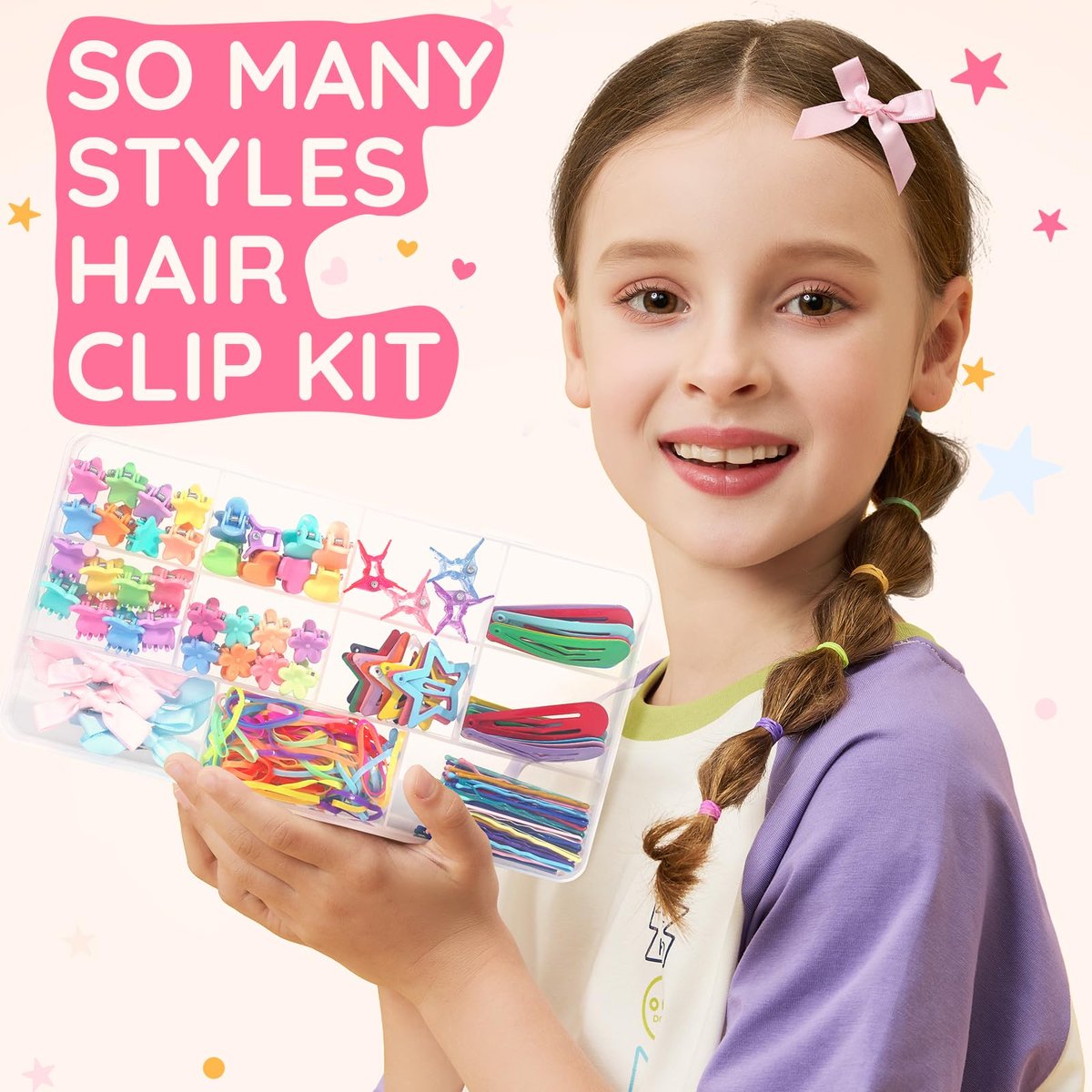 Teenitor 193-Piece Hair Accessories Set for Girls – Mini Hair Clips, Small Claw Clips, Bobby Pins & Hair Ties, Multicolor - görsel 12