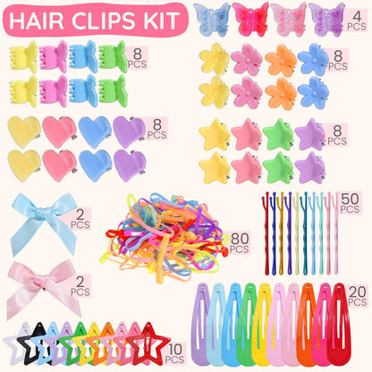 Teenitor 193-Piece Hair Accessories Set for Girls – Mini Hair Clips, Small Claw Clips, Bobby Pins & Hair Ties, Multicolor