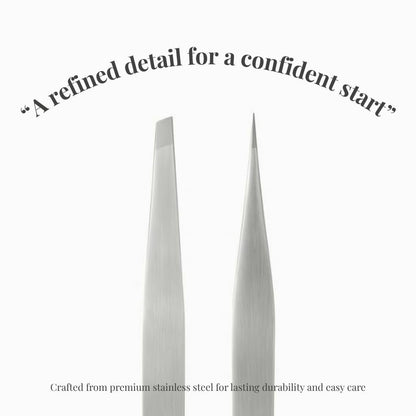 THEMOA Precision Tweezers Set – Stainless Steel Pointed & Slant Tip Tweezers for Eyebrow, Facial Hair, Ingrown Hair, Professional Beauty Tool with Case Avelisse
