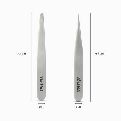 THEMOA Precision Tweezers Set – Stainless Steel Pointed & Slant Tip Tweezers for Eyebrow, Facial Hair, Ingrown Hair, Professional Beauty Tool with Case Avelisse