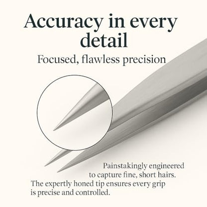 THEMOA Precision Tweezers Set – Stainless Steel Pointed & Slant Tip Tweezers for Eyebrow, Facial Hair, Ingrown Hair, Professional Beauty Tool with Case Avelisse