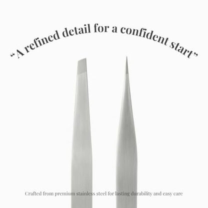 THEMOA Precision Tweezers Set – Stainless Steel Pointed & Slant Tip Tweezers for Eyebrow, Facial Hair, Ingrown Hair, Professional Beauty Tool with Case Avelisse