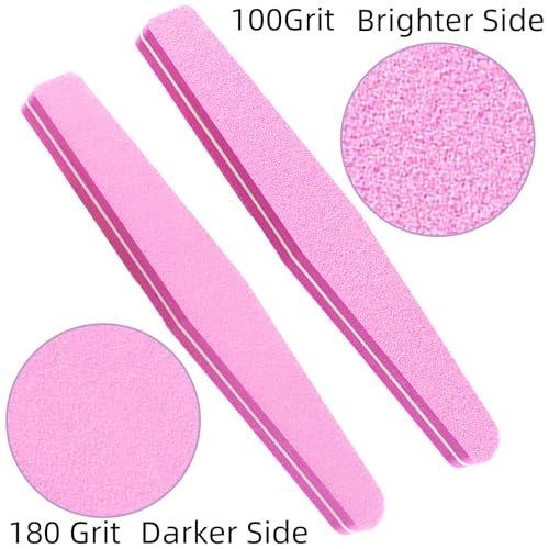 10 Pack 100/180 Grit Nail Files and Buffers - Double Sided Nail Files, Nail Buffer Block, Fingernail File, Sponge Buffing Nail File for Acrylic and Natural Nails (Pink) - görsel 6