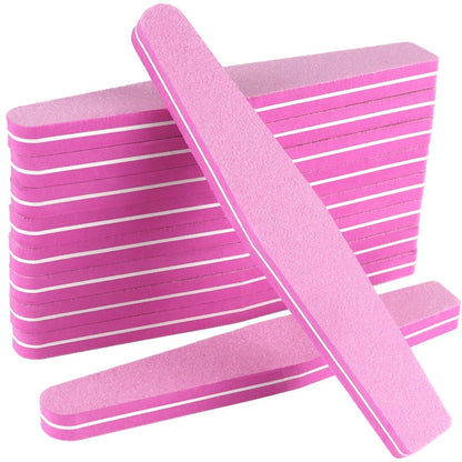 10 Pack 100/180 Grit Nail Files and Buffers - Double Sided Nail Files, Nail Buffer Block, Fingernail File, Sponge Buffing Nail File for Acrylic and Natural Nails (Pink)