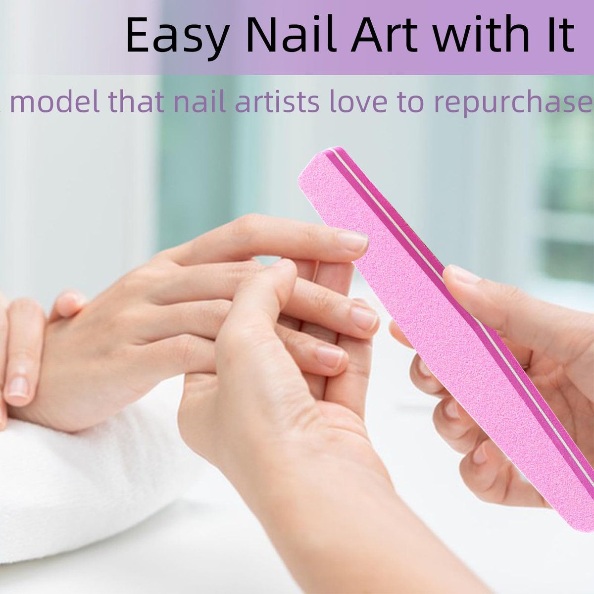 10 Pack 100/180 Grit Nail Files and Buffers - Double Sided Nail Files, Nail Buffer Block, Fingernail File, Sponge Buffing Nail File for Acrylic and Natural Nails (Pink) - görsel 11
