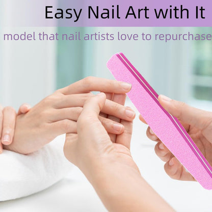 10 Pack 100/180 Grit Nail Files and Buffers - Double Sided Nail Files, Nail Buffer Block, Fingernail File, Sponge Buffing Nail File for Acrylic and Natural Nails (Pink)