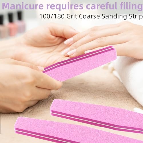 10 Pack 100/180 Grit Nail Files and Buffers - Double Sided Nail Files, Nail Buffer Block, Fingernail File, Sponge Buffing Nail File for Acrylic and Natural Nails (Pink) - görsel 10