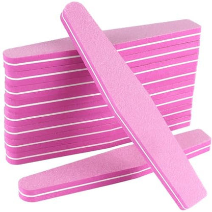 10 Pack 100/180 Grit Nail Files and Buffers - Double Sided Nail Files, Nail Buffer Block, Fingernail File, Sponge Buffing Nail File for Acrylic and Natural Nails (Pink)