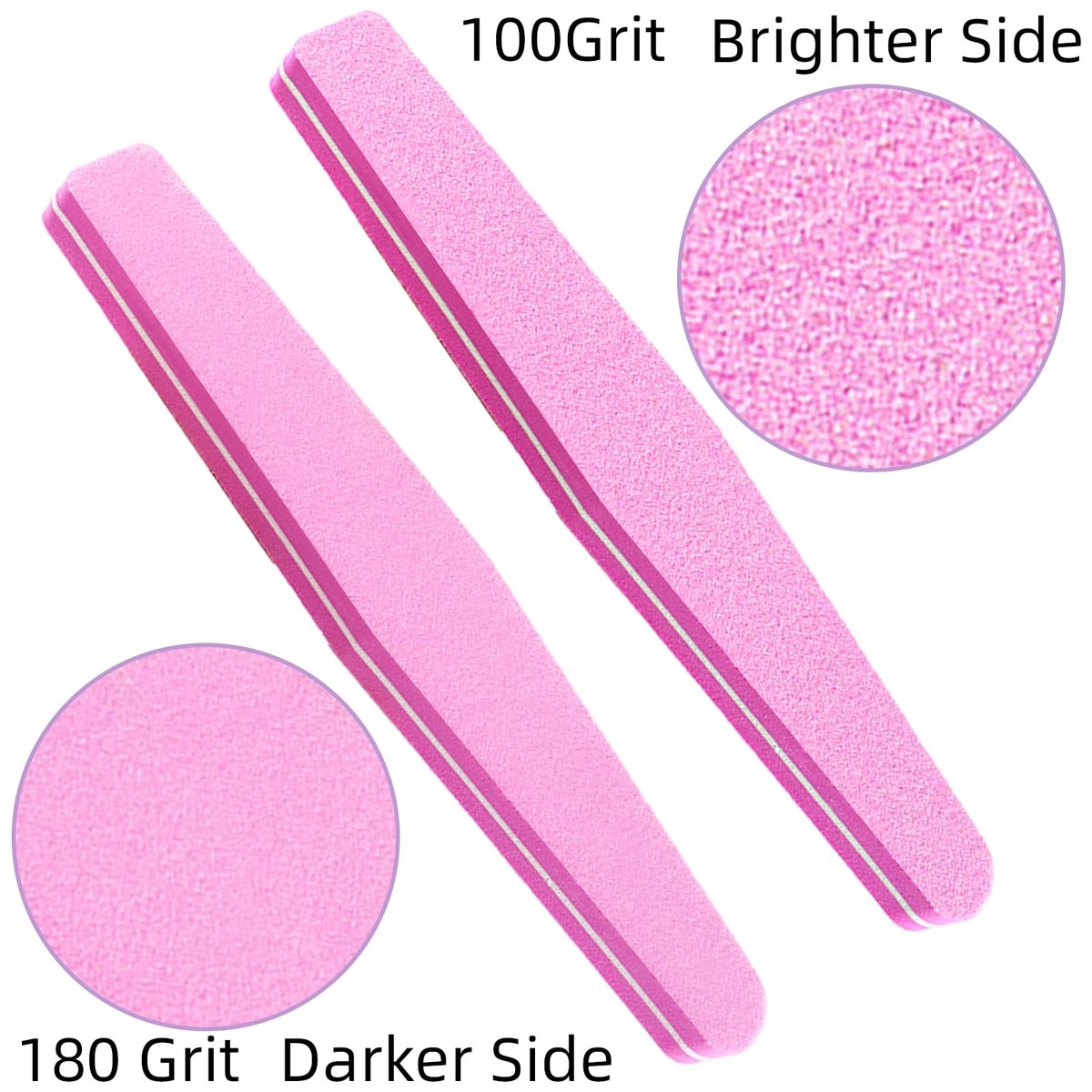 10 Pack 100/180 Grit Nail Files and Buffers - Double Sided Nail Files, Nail Buffer Block, Fingernail File, Sponge Buffing Nail File for Acrylic and Natural Nails (Pink) - görsel 5