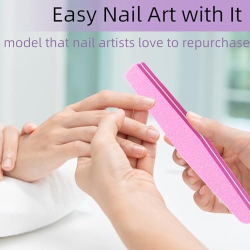 10 Pack 100/180 Grit Nail Files and Buffers - Double Sided Nail Files, Nail Buffer Block, Fingernail File, Sponge Buffing Nail File for Acrylic and Natural Nails (Pink) - görsel 12