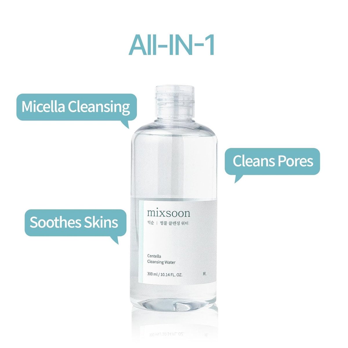 mixsoon Centella Cleansing Water 10.14 fl oz / 300ml – Gentle Face Cleanser for Sensitive Skin with Centella Asiatica & Aloe Vera for Korean Glass Skin Avelisse