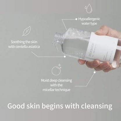 mixsoon Centella Cleansing Water 10.14 fl oz / 300ml – Gentle Face Cleanser for Sensitive Skin with Centella Asiatica & Aloe Vera for Korean Glass Skin Avelisse