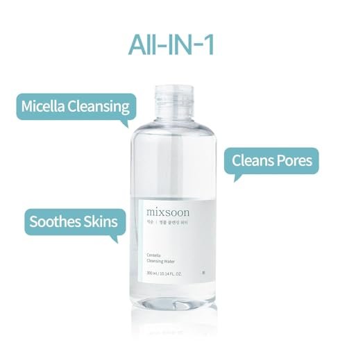 mixsoon Centella Cleansing Water 10.14 fl oz / 300ml – Gentle Face Cleanser for Sensitive Skin with Centella Asiatica & Aloe Vera for Korean Glass Skin Avelisse