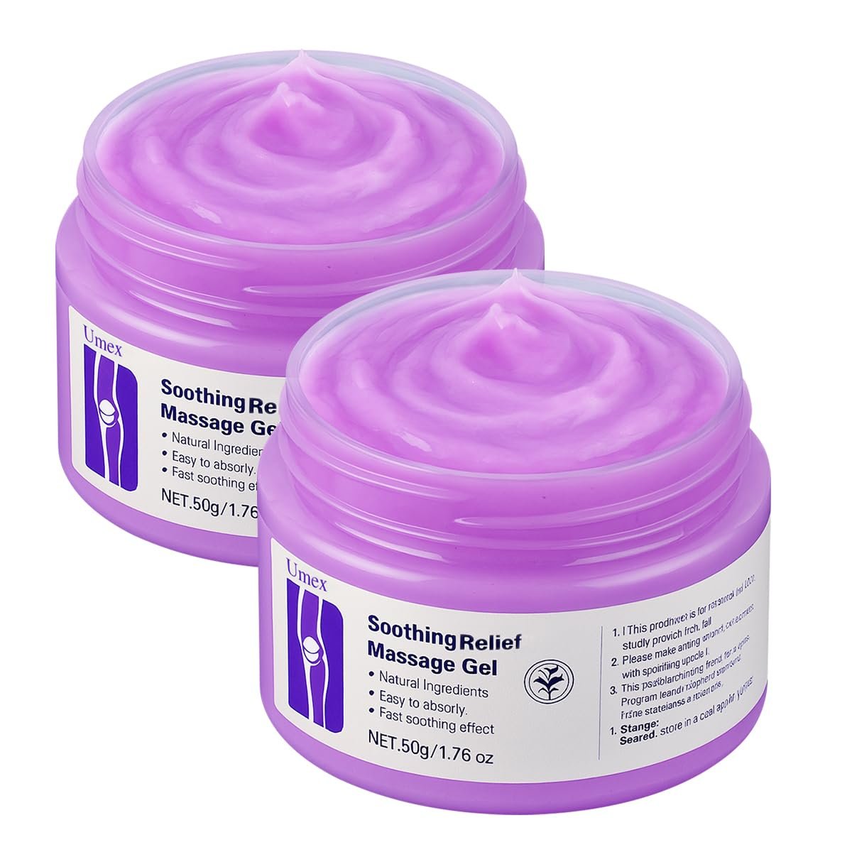 Jonider Umex 2PCS Soothing Relief Massage Gel - Purple Joint Gel for Knees, Neck, Hands, Feet & Back Avelisse