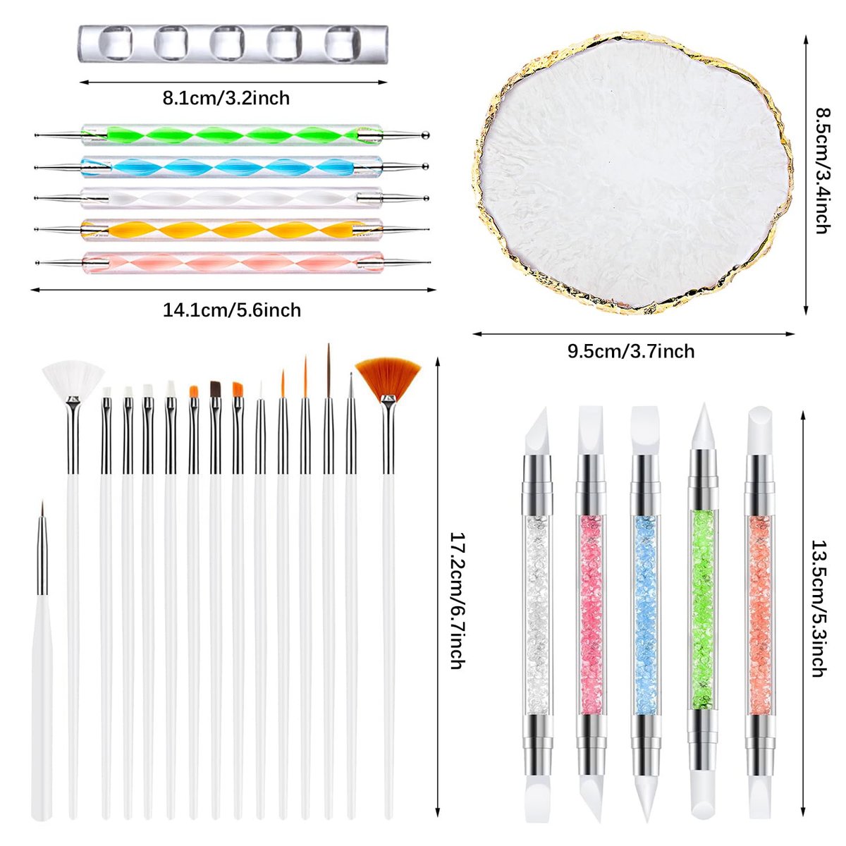 DIYCICO 27Pcs Nail Art Brush Set – Complete Nail Art Tools Kit with Resin Palette, Sculpture Pens, Dotting Tools for DIY Nail Design - görsel 3