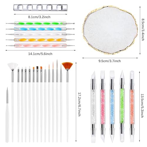 DIYCICO 27Pcs Nail Art Brush Set – Complete Nail Art Tools Kit with Resin Palette, Sculpture Pens, Dotting Tools for DIY Nail Design - görsel 4