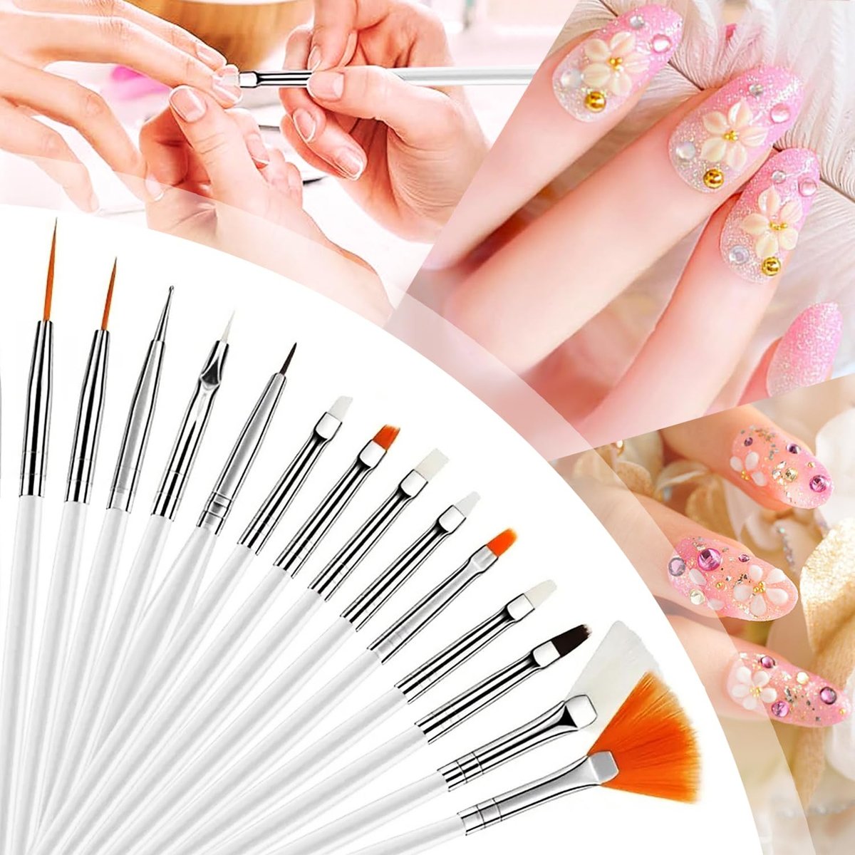 DIYCICO 27Pcs Nail Art Brush Set – Complete Nail Art Tools Kit with Resin Palette, Sculpture Pens, Dotting Tools for DIY Nail Design - görsel 5