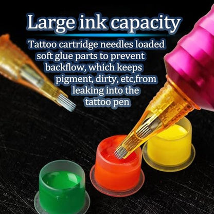 HOINCO 50-Piece Tattoo Cartridge Needles Assorted Mixed Sizes - Round Liner, Shader, Magnum 12 Standard 3RL 5RL 7RL 9RL 3RS 5RS 7RS 5RM 7RM 5M1