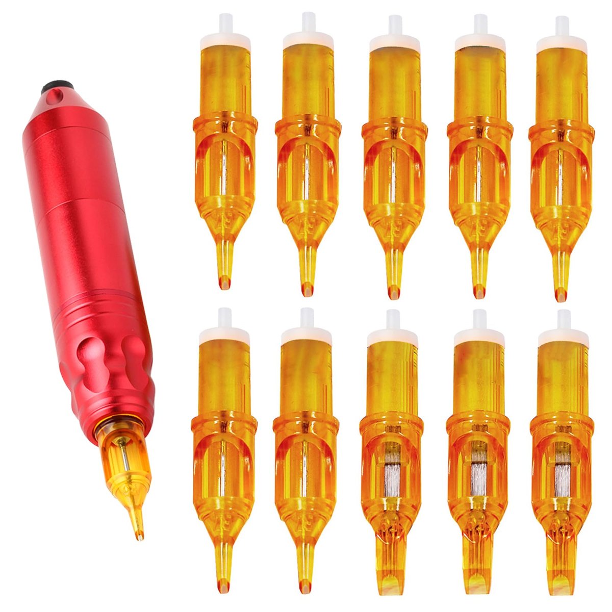 HOINCO 50-Piece Tattoo Cartridge Needles Assorted Mixed Sizes - Round Liner, Shader, Magnum 12 Standard 3RL 5RL 7RL 9RL 3RS 5RS 7RS 5RM 7RM 5M1 - görsel 1